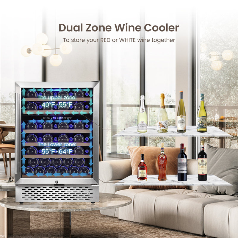 51 Bottles Wine Cooler Refrigerator,Freestanding Compact Wine Fridge with Digital Control for Fridge With 40-66F Digital Temperature Control Glass Door