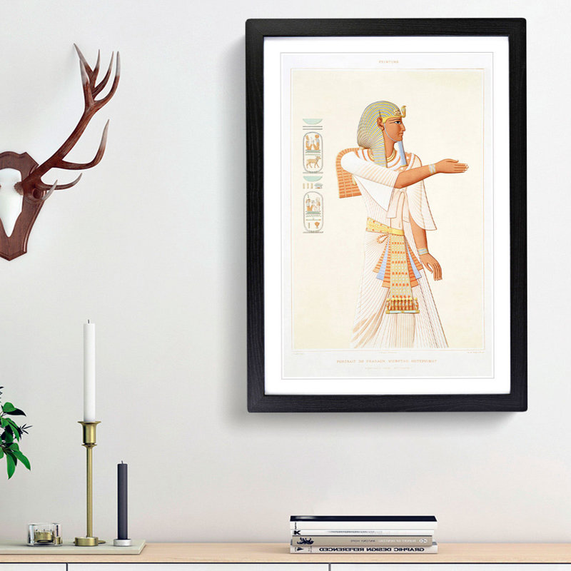 Pharaoh Merneptah-Hotephimat by Emile Prisse D'avennes - Picture Frame Painting Print, 36cm H x 27cm W x 2cm D, Black Framed