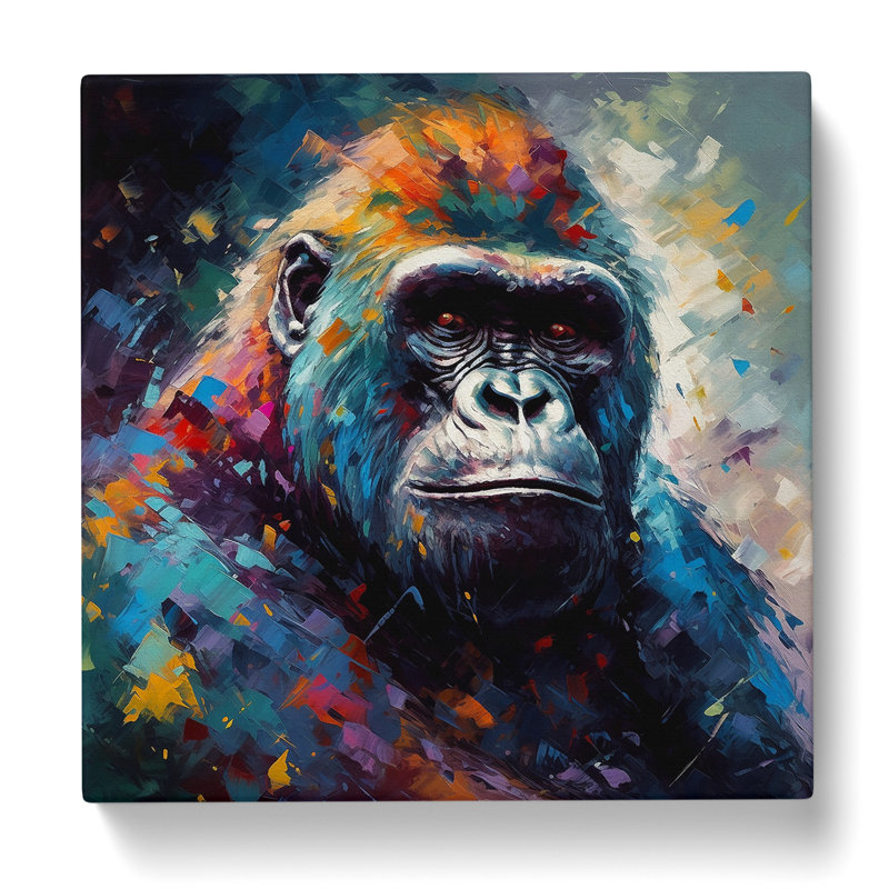 Gorilla Neo-Impressionism No.3 - Wrapped Canvas, 35cm H x 35cm W x 3cm D