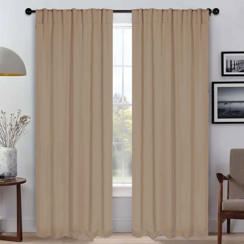 Rideaux obscurcissant et passe-tringle Levatt Classic, Bois de frêne fumé, L 42 po x L 84 po