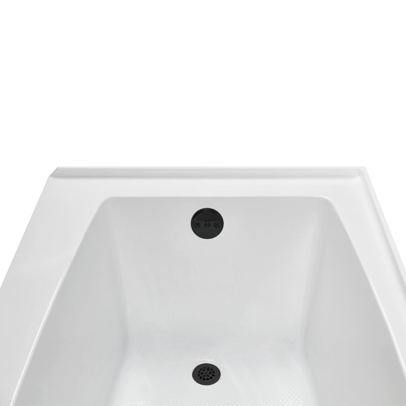Streamline 60 in. x 30 in. Acrylic Left-Hand Drain Alcove Bathtub in Glossy White With External Drain, Matte Black