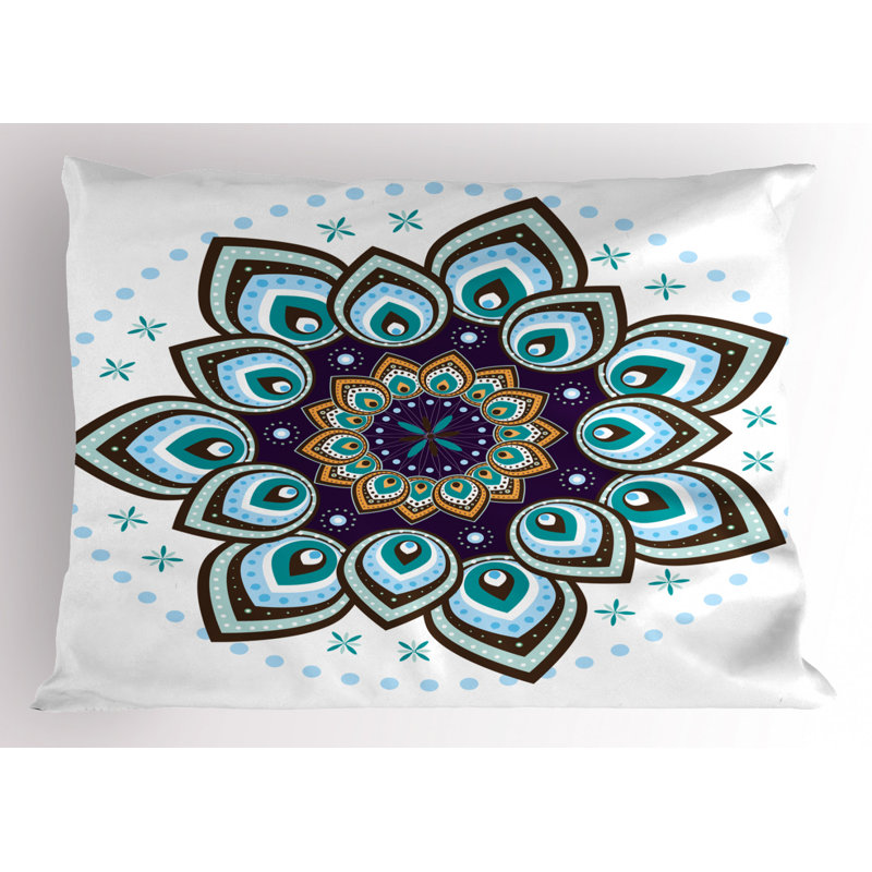 Blue/Brown Polyester Microfiber Piece Sham, Queen