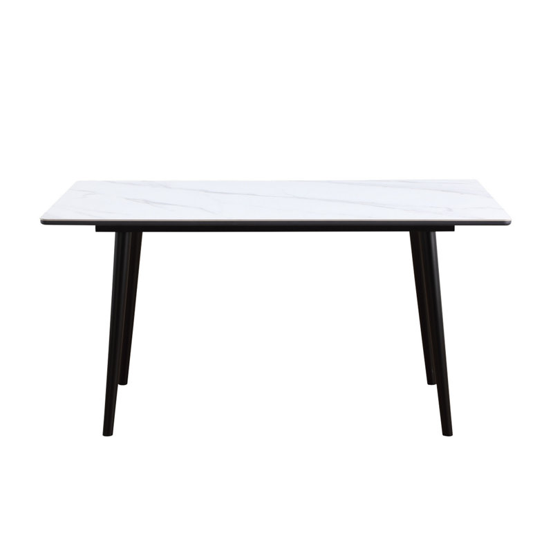 Stone Top Metal Base Dining Table, White