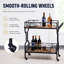 2-Tier Industrial Bar Cart with Wheels, Kitchen Drinks Serving Trolley-132777797