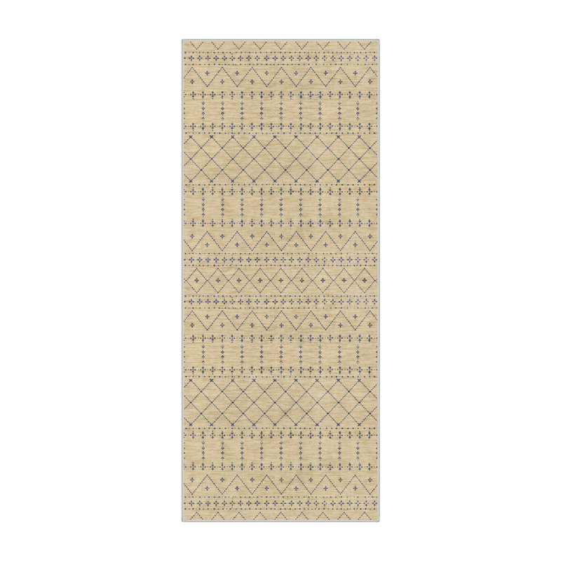 Tapis de couloir géométrique brun clair / noir lavable à la machine avec envers antidérapant, Tapis de couloir 2 pi x 6 pi