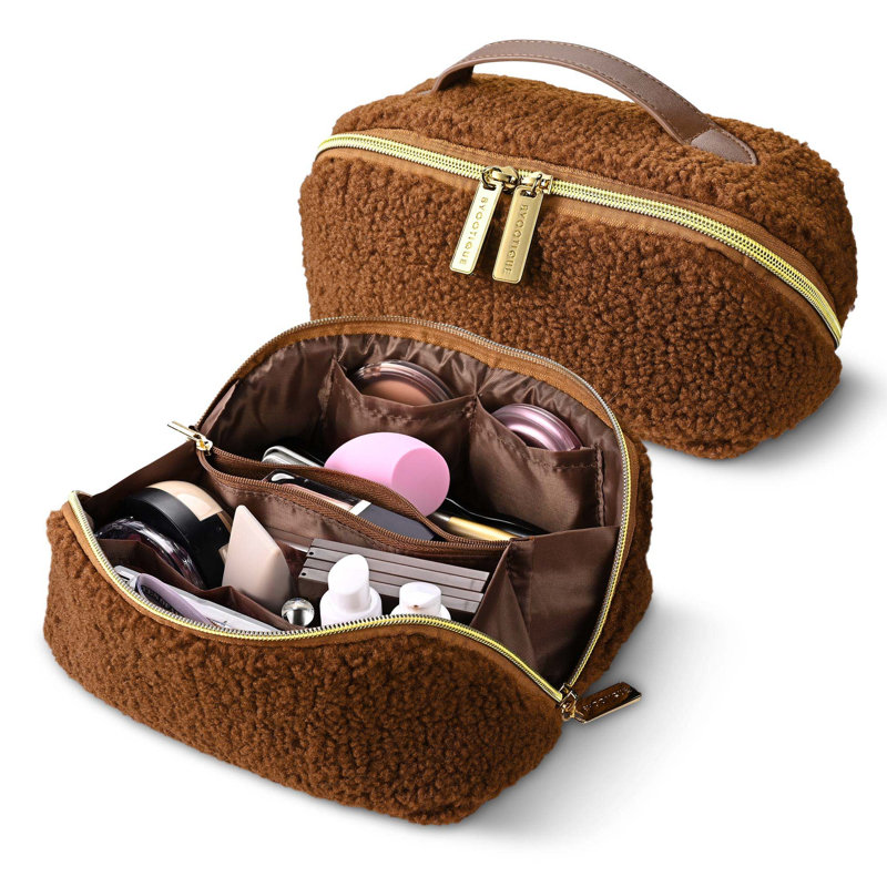 Organisateur de maquillage en flanelle Athulya, Brun