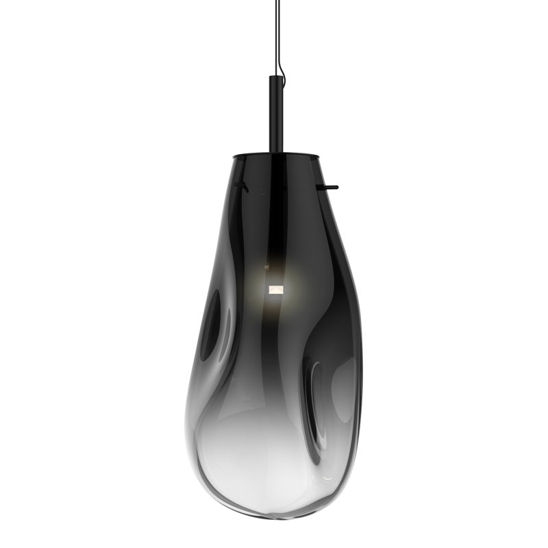 Luminaire suspendu géométrique à 1 lumière Liquid, H 22 po x l 10,5 po x P 10,5 po, Fondu de fumée