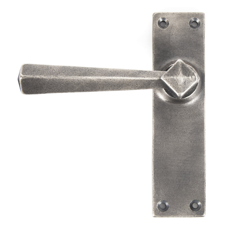 Straight Lever Latch Set, Antique Pewter
