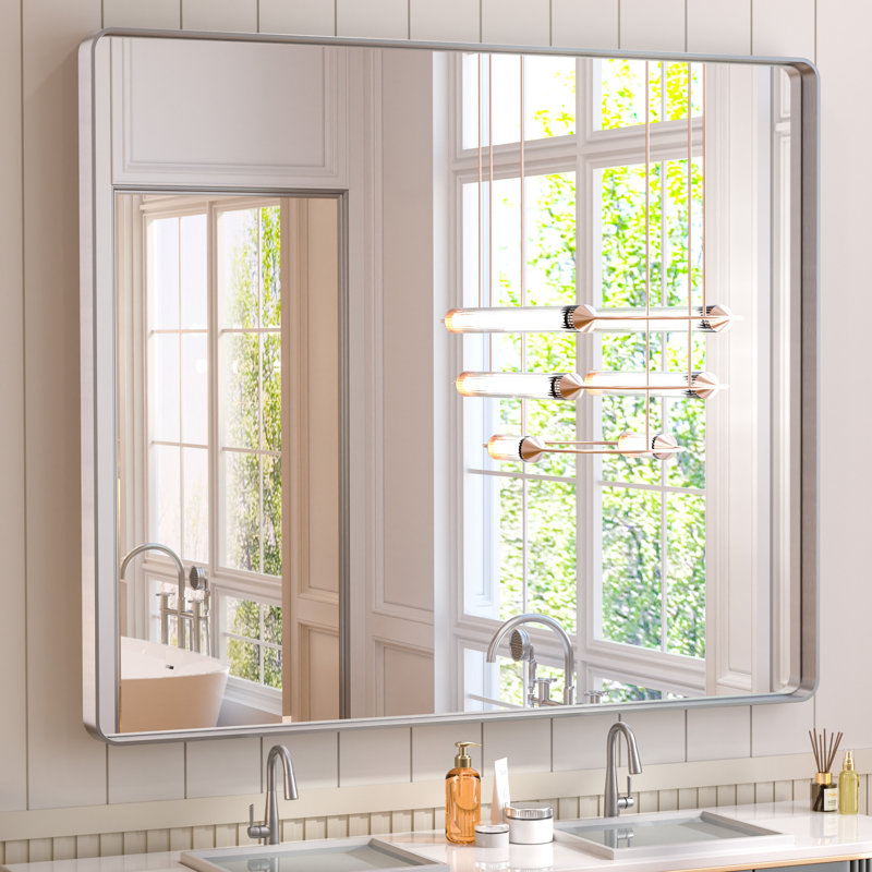 Miroir d'appoint Tyro, Argent, 48 po x 40 po, Rectangulaire
