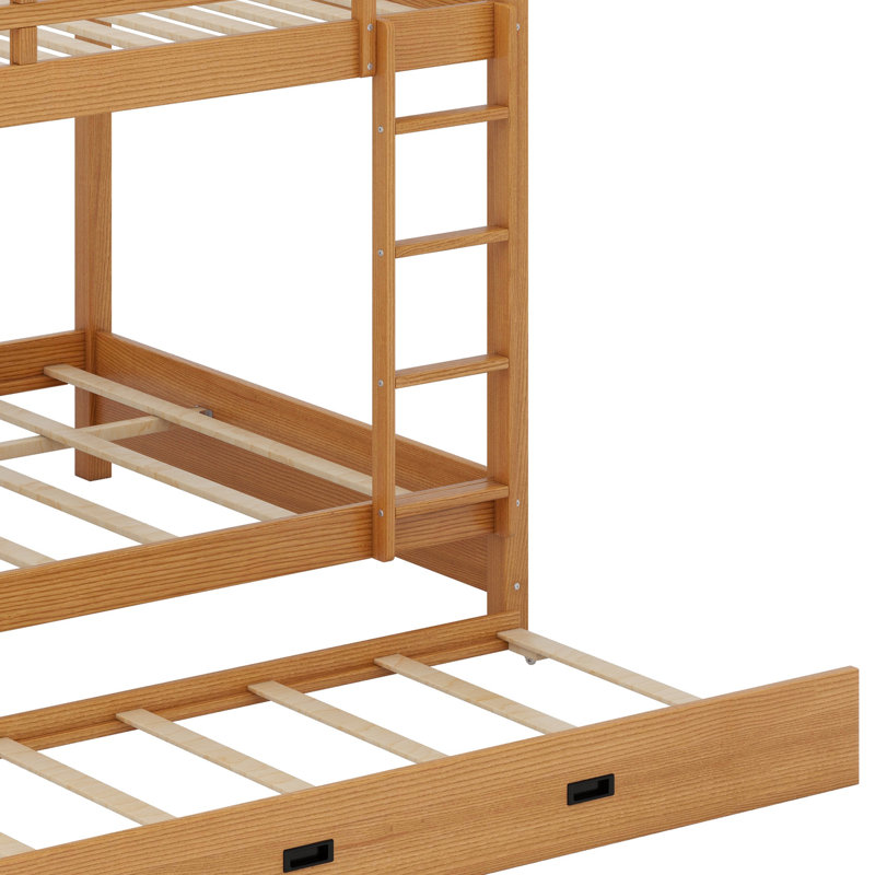 Lit superposé en bois avec échelle et lit gigogne, Bois