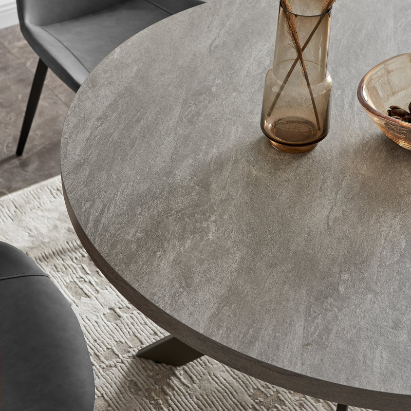 Ensemble de table ronde, Gris, 5 pièces: table, 4 chaises