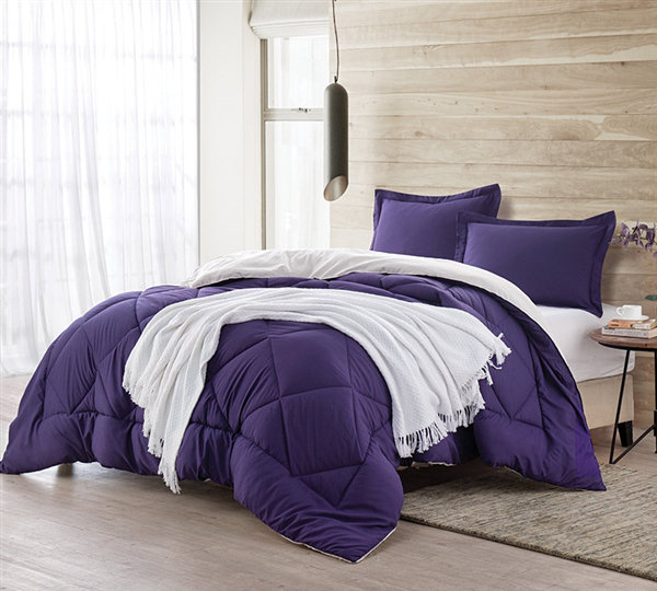  Colourful Reversible Oversized Comforter, Full Comforter, Purple Reign/Jet
