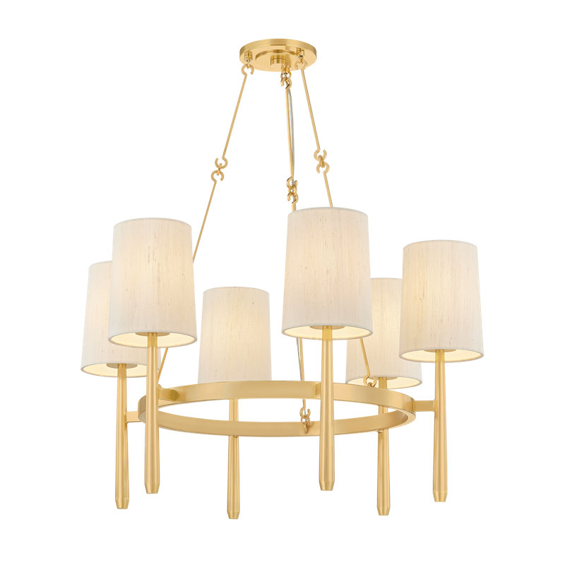 Lustre Bridgeton en laiton vieilli, 6 lumières, H 18,25 po x l 30 po x P 30 po