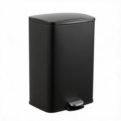 Poubelle de cuisine à pédale 50L / 13 gallons - acier inoxydable noir, couvercle à fermeture douce, seau intérieur amovible, résistant aux animaux de compagnie, idéal pour la maison, le bureau, le garage - noir, 42 x 36,8 x 63 cm, couleur noire 50L
