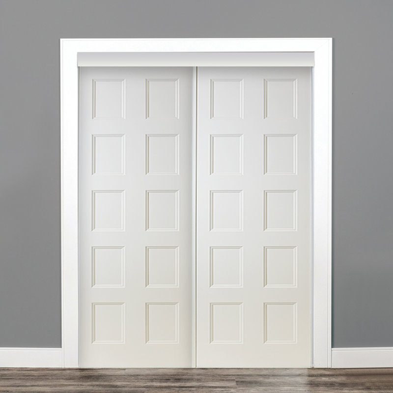 Porte de placard coulissante préfinie 1/2 panneau blanche 1/2 po, 72 po x 80 po 
