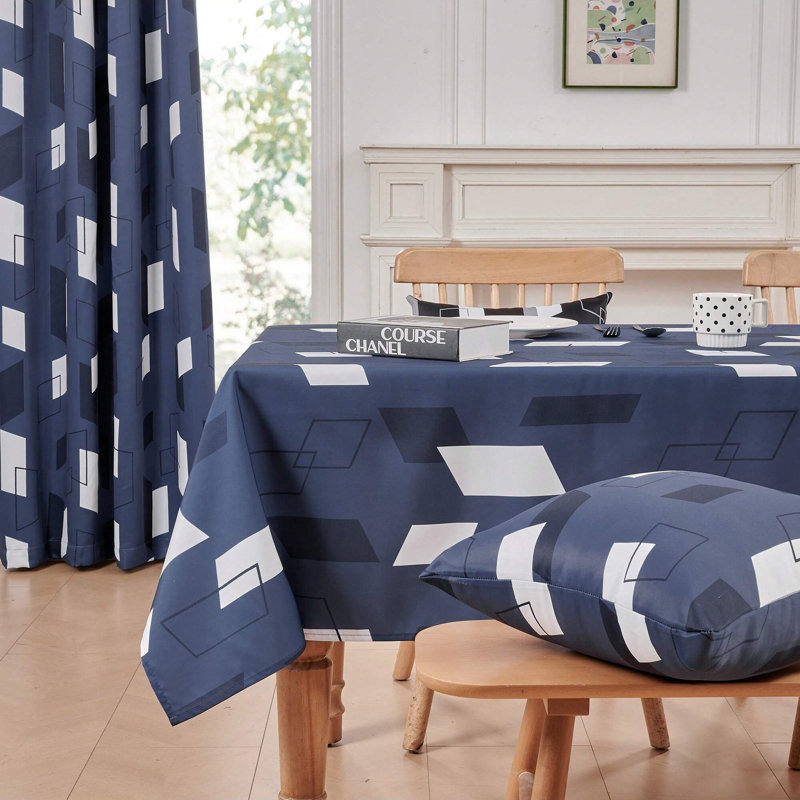 Parallel Mirror Patterned Tablecloth, 1 PCS, Blue, 54" x 54"