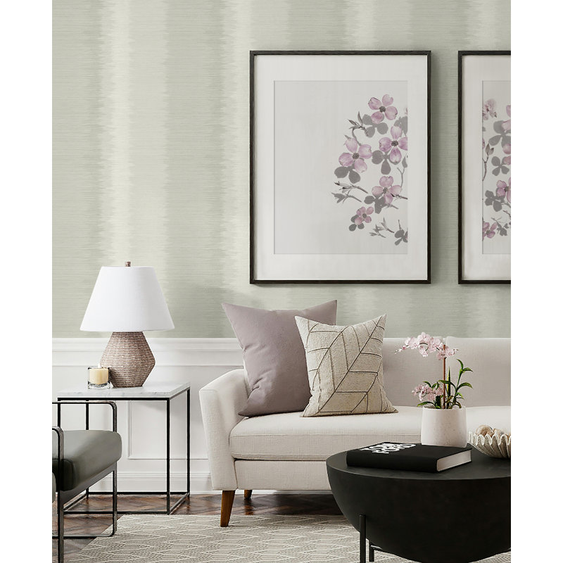 Seabrook Designs Metallic Amani Natural Stripe Unpasted Wallpaper, Greige