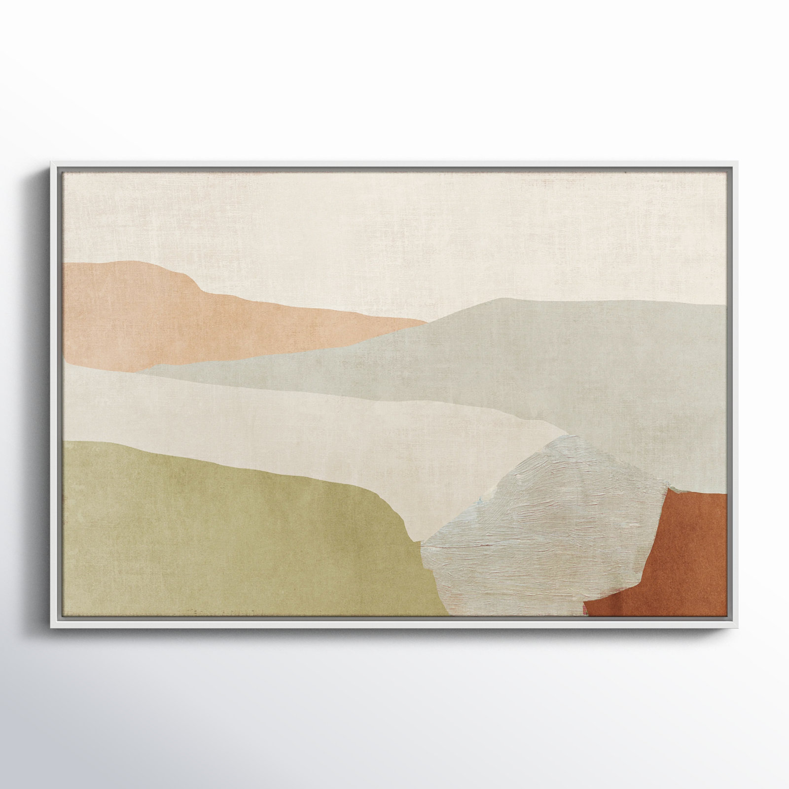 Pastel Views - Floater Frame Painting on Canvas, 23.5" H x 29.5" W, White