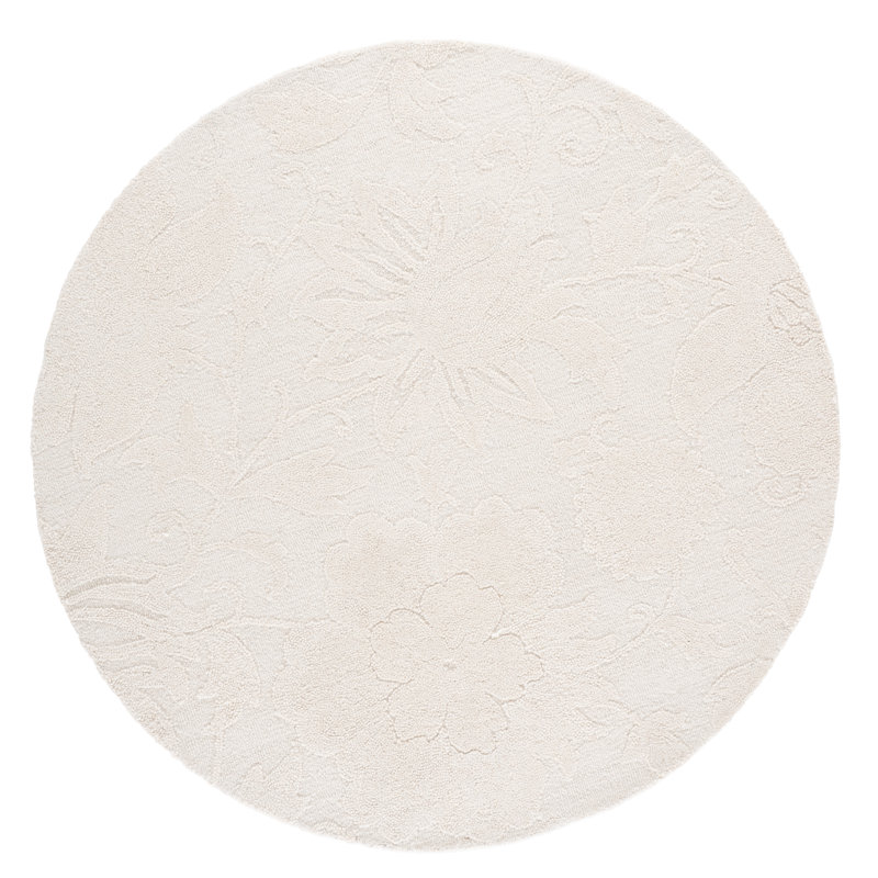 Blossom Hand Tufted Wool; Cotton Floral Indoor Rug, Round 6'