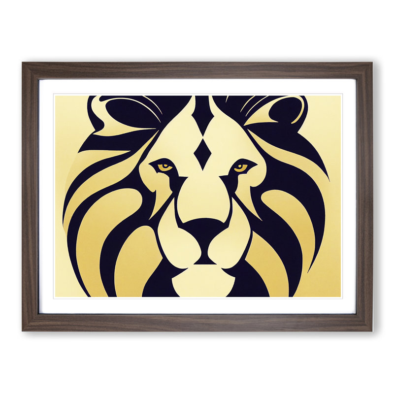 Lion Deco Vol.3 Abstract - Framed Print, 25cm H x 34cm W x 2cm D, Walnut