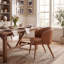 Chaise rembourrée avec pieds en bois-1950106059