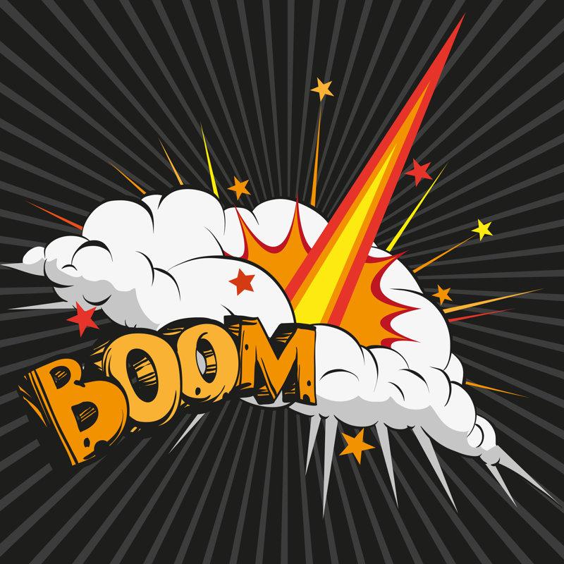 Boom.Comic Book Explosion by Branca_escova - Wrapped Canvas Print, 30cm H x 30cm W x 3.8cm D