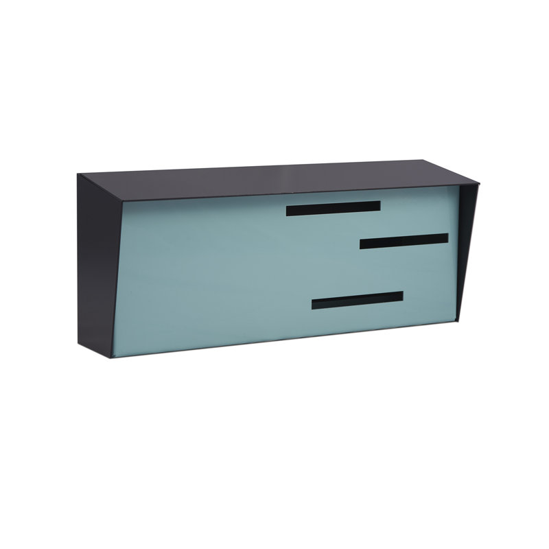 Modern Mailbox Aluminum Wall Mounted Mailbox, Black/Robin Egg