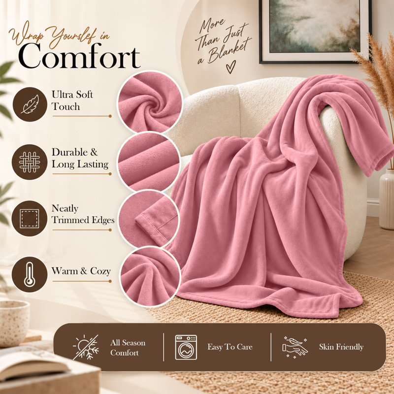 Imperial Homeware London Knitted Blanket, Single, Pink