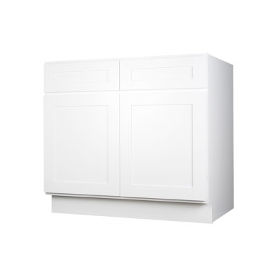 Koville  White Shaker Sink Base Cabinet With Plywood Box