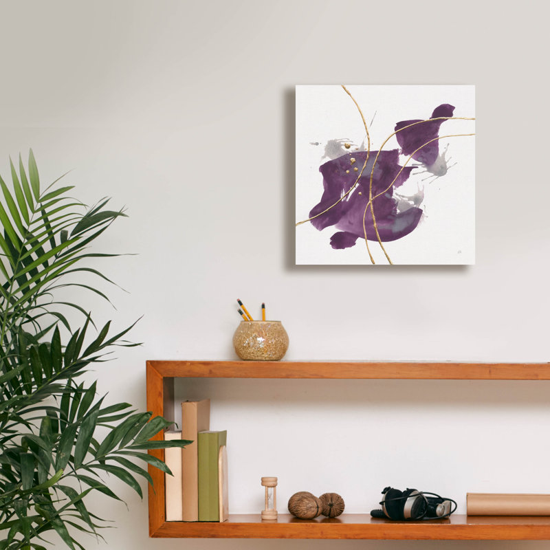 «Plum and Gold 1» par Chris Paschke, art mural sur toile, H 12 po x l 12 po x P 0,75 po