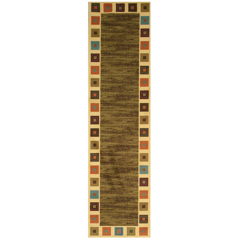 Wool Geometric Area Rug in Green