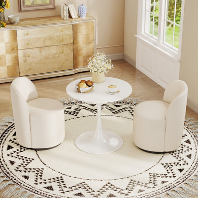 Modern Dining Table Set with 2/4 Swivel Chairs, 31.5in Round Table &360 Degree  Barrel Chairs for Kitchen Dining Room