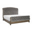 Ensemble de chambre à coucher grand lit 4 pièces Chantel, design traîneau en velours, bois patiné