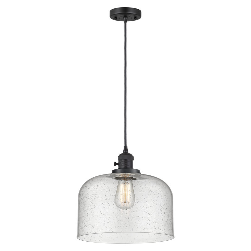 Luminaire suspendu en forme de globe à 1 lumière Analiah, DEL, Grainé, Noir mat