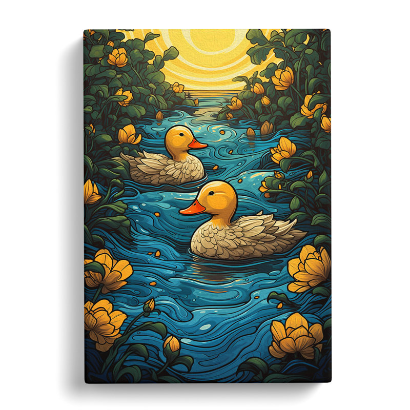 Rubber Ducks Nouveau No.2 - Wrapped Canvas, 76cm H x 50cm W x 3cm D