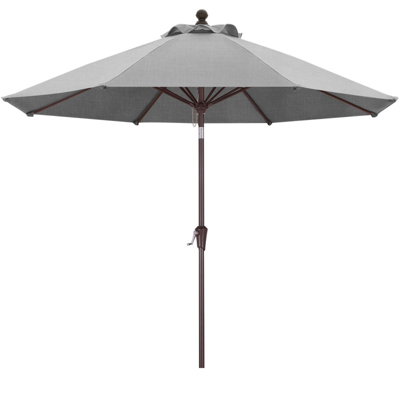 Parasol de marché en oléfine 9 'avec inclinaison et manivelle, Gris clair