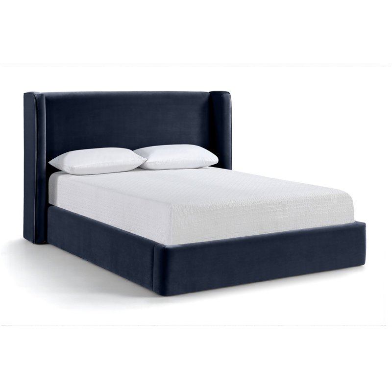 Lit tapissier Kendall Wanaque, Velours marine, Très grand