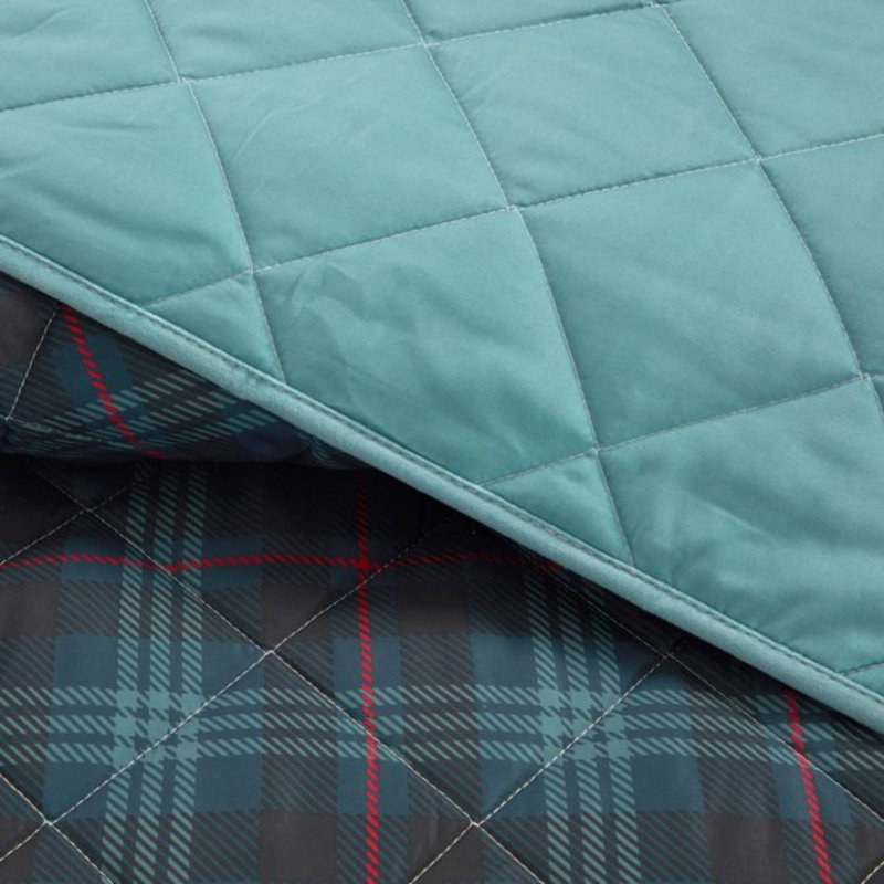 Polyester Machine Woven Plaid Quilt, Full/Queen Quilt + 2 Standard Shams