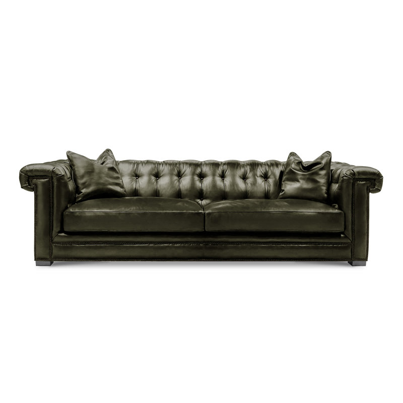 Surrey 102'' Leather Sofa, Wolf (Cartier), Nutmeg