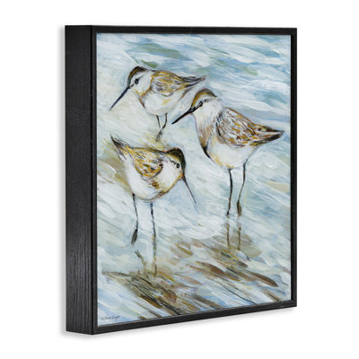 Wetlands Sandpiper Trio Framed Giclee Art, design by Susan Winget