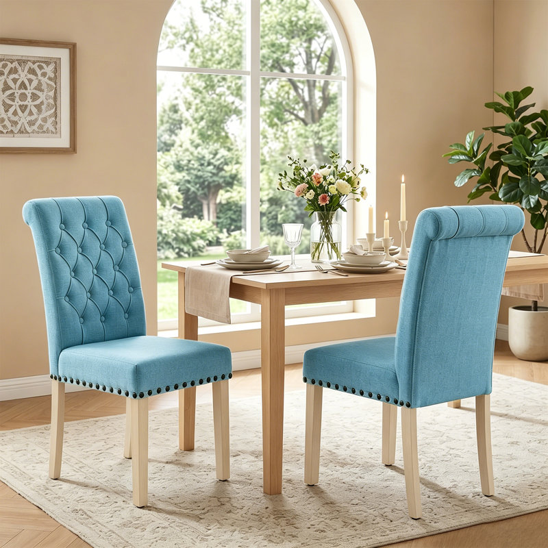Chaises de salle à manger rembourrées Amby, Bleu pâle