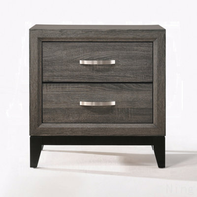 Transitional Gray Finish Nightstand Of 2-Drawers Wooden Bedroom Furniture 1Pc