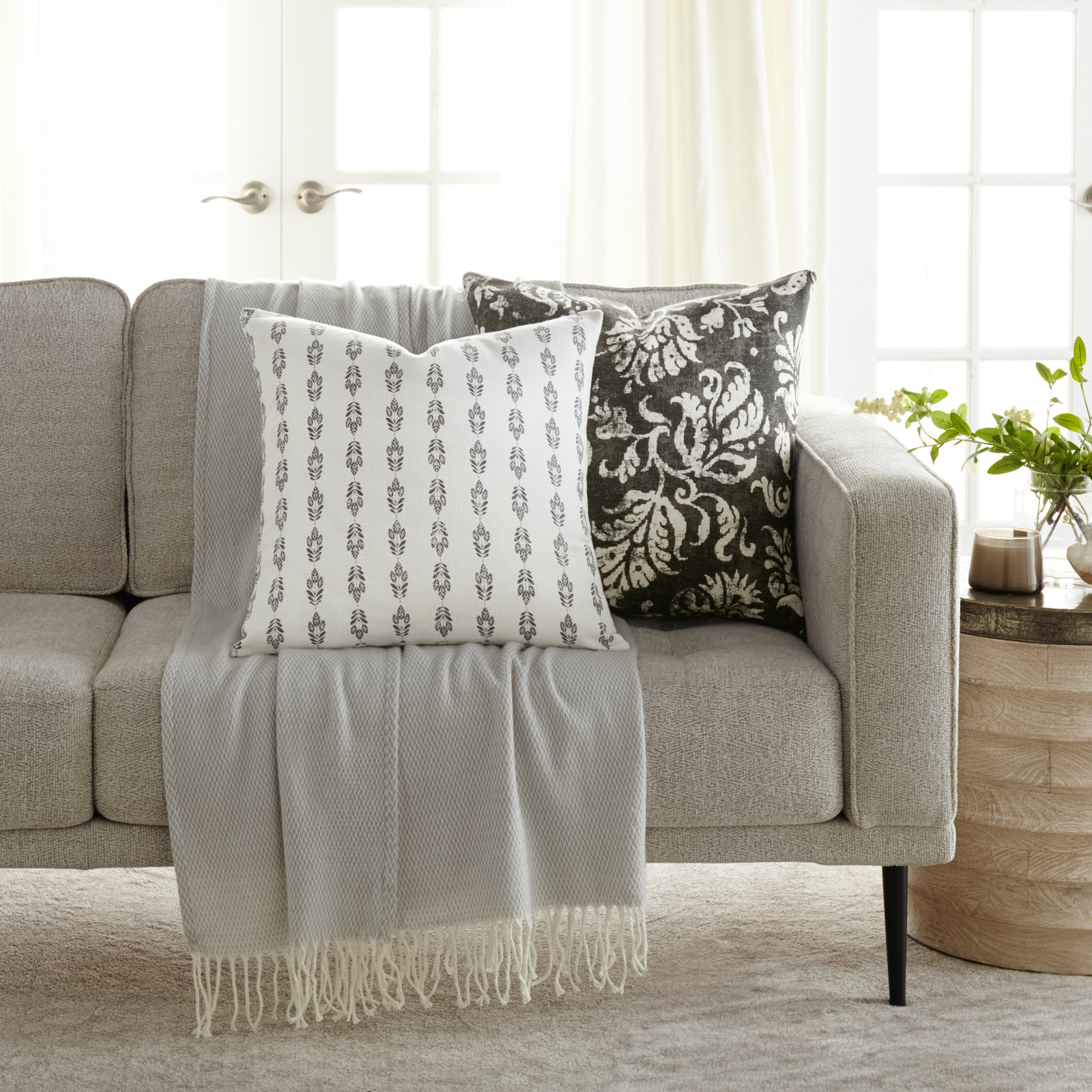Knit Throw Blanket, Gray