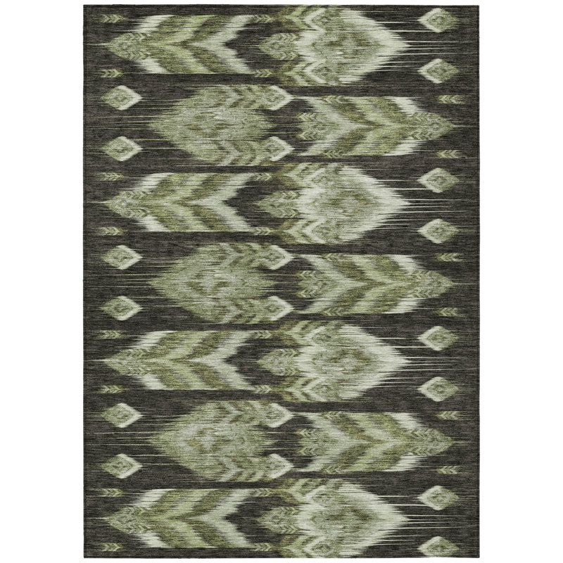 Tapis intérieur / extérieur lavable 5 pi x 8 pi vert olive et artichaut