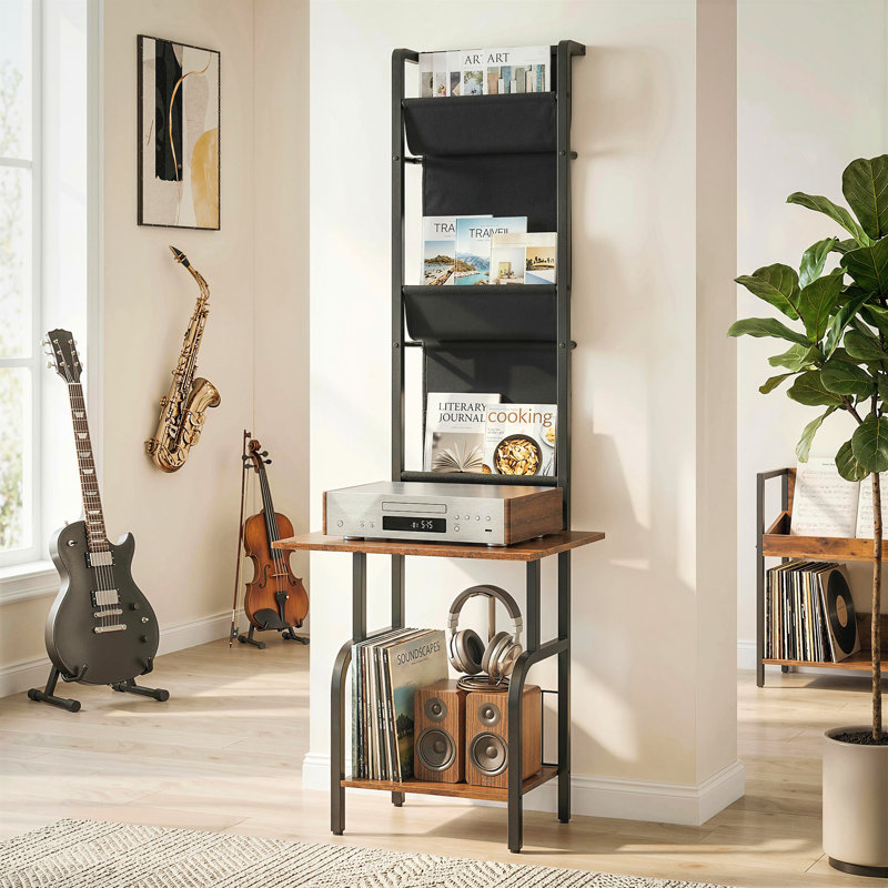 Steel, Manufactured Wood 144cm H Media Shelves, Brown