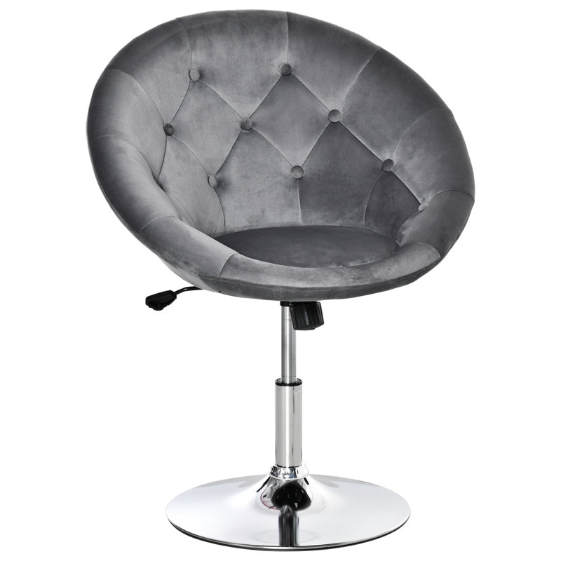Cathie Swivel Upholstered Adjustable Height Counter Stool with Metal Frame, Grey, Grey