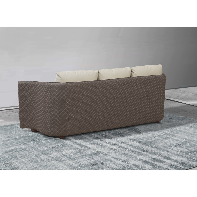 Makassar Sofa, Lite Gray/Taupe Genuine Leather