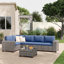 Ensemble de conversation modulaire en rotin pour 5 personnes avec coussins
