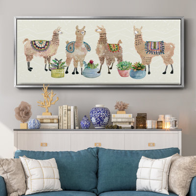 Llama Party- Framed Canvas
