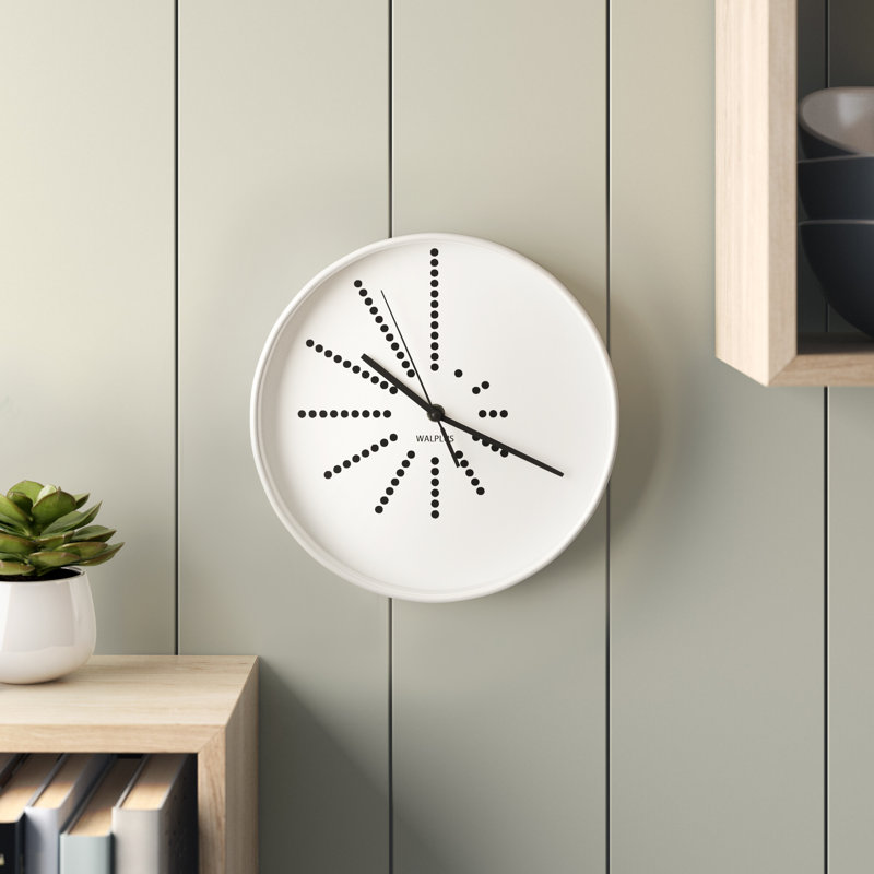 Woodford Wall Clock Minimalistic Dots Design - 25cm, White